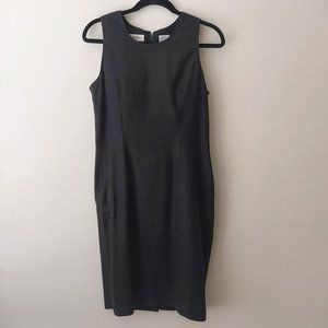 LIZ CLAIBORNE PETITE 100% LINEN BLACK MIDI DRESS